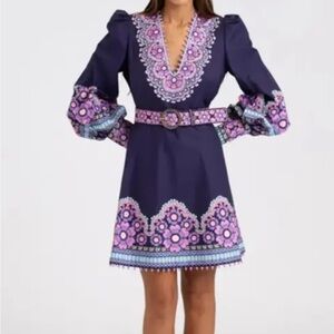 Zimmermann NWT Celestial beaded mini dress purple cotton and silk blend size 4